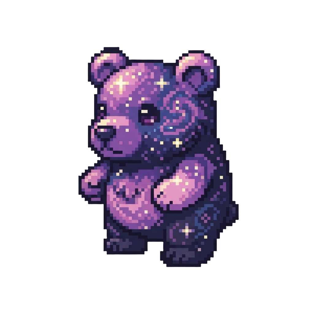 A Glittery Cosmic Galaxy Bear Pattern