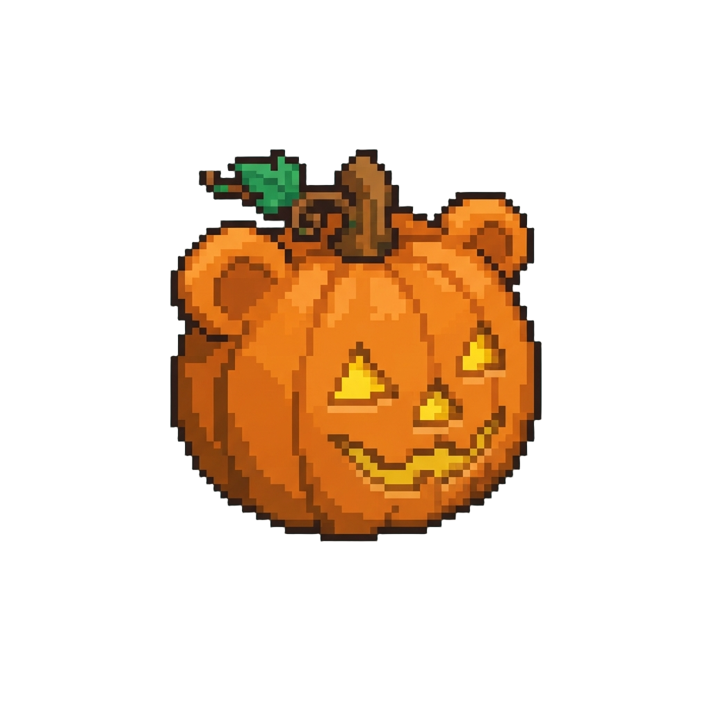 A Pumpkin-orange Jack-o-lantern Bear Pattern