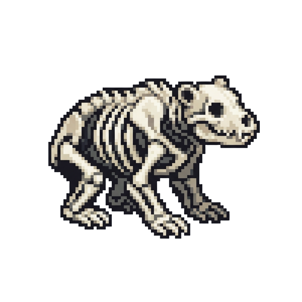 A Skeletal Black-and-white Bone Bear Pattern
