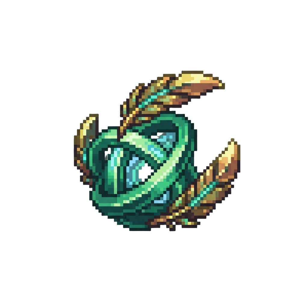 Glowing Emerald Energy Rings and Shimmering Construct Feathers