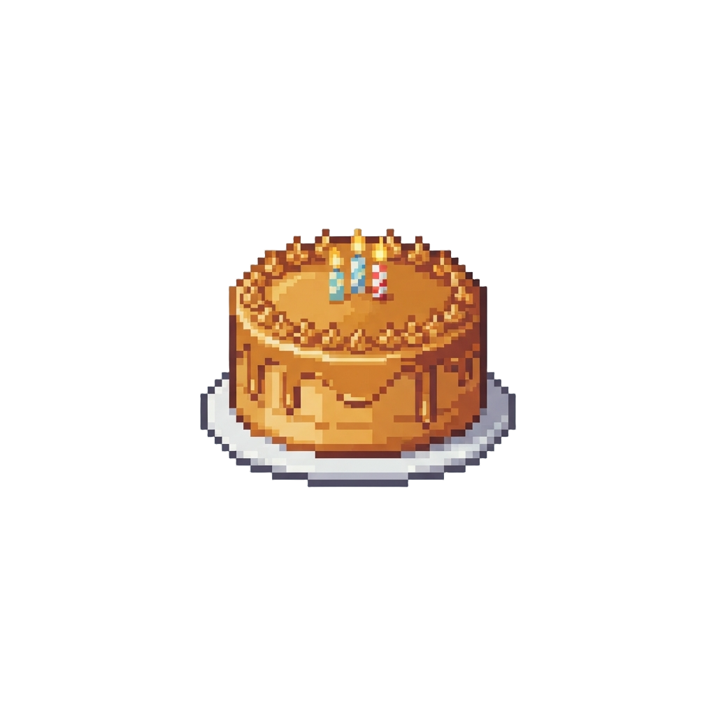 Glowing Golden Caramel Birthday Cake