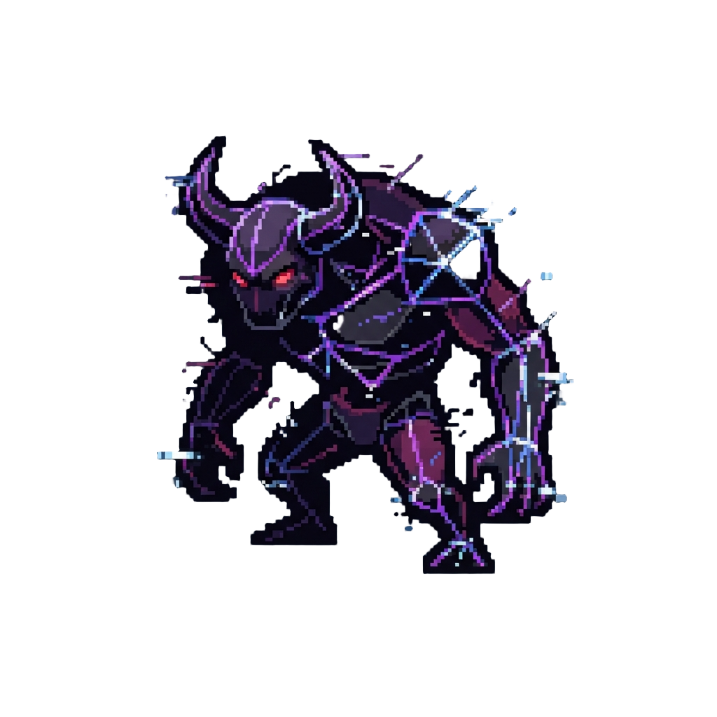 A Giant Wire-frame Glitched Shadow Monster