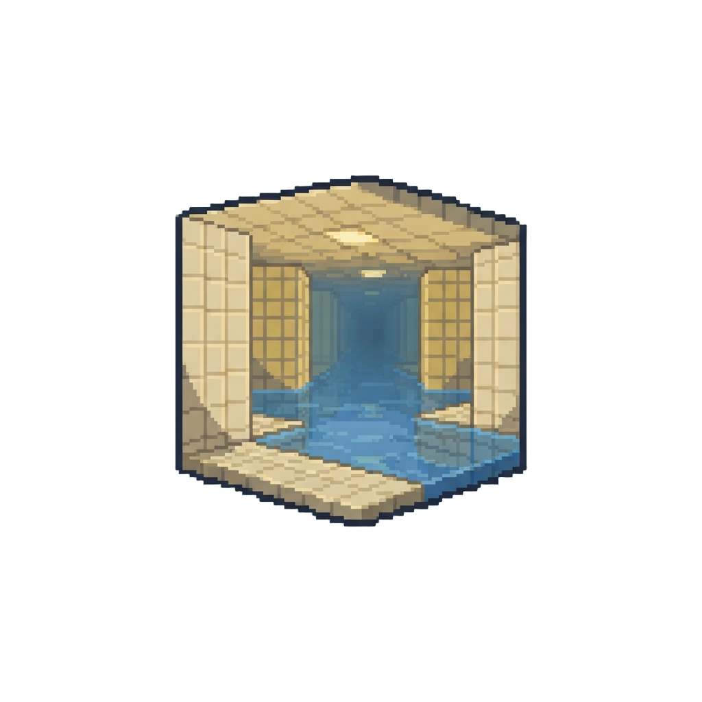 An Endless Poolrooms Hallway of Warm Blue Water