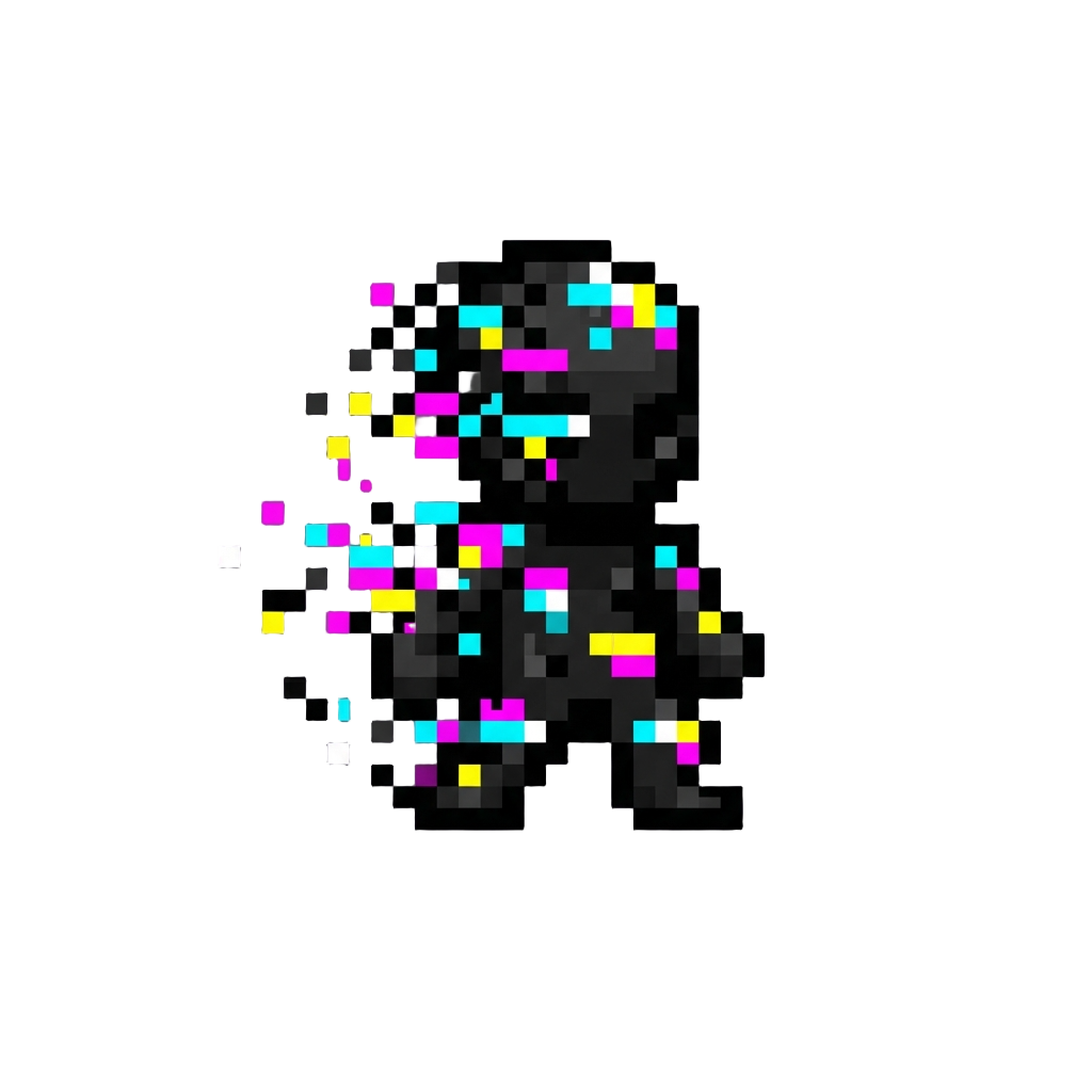 A Glitching Static-covered Black Figure