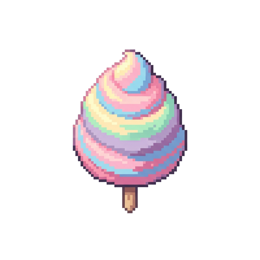 A Pastel Rainbow Swirl Candyfloss Mound