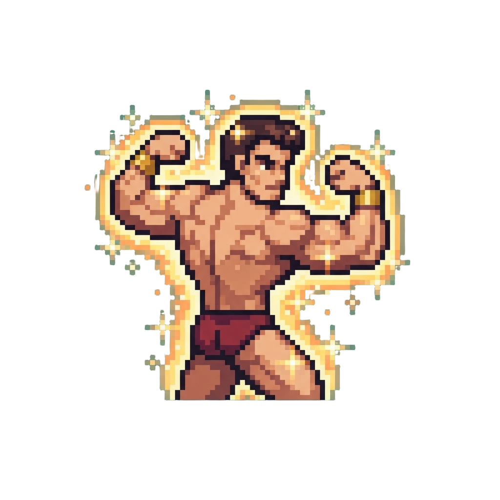 A Sparkling Bodybuilder Flexing Aura