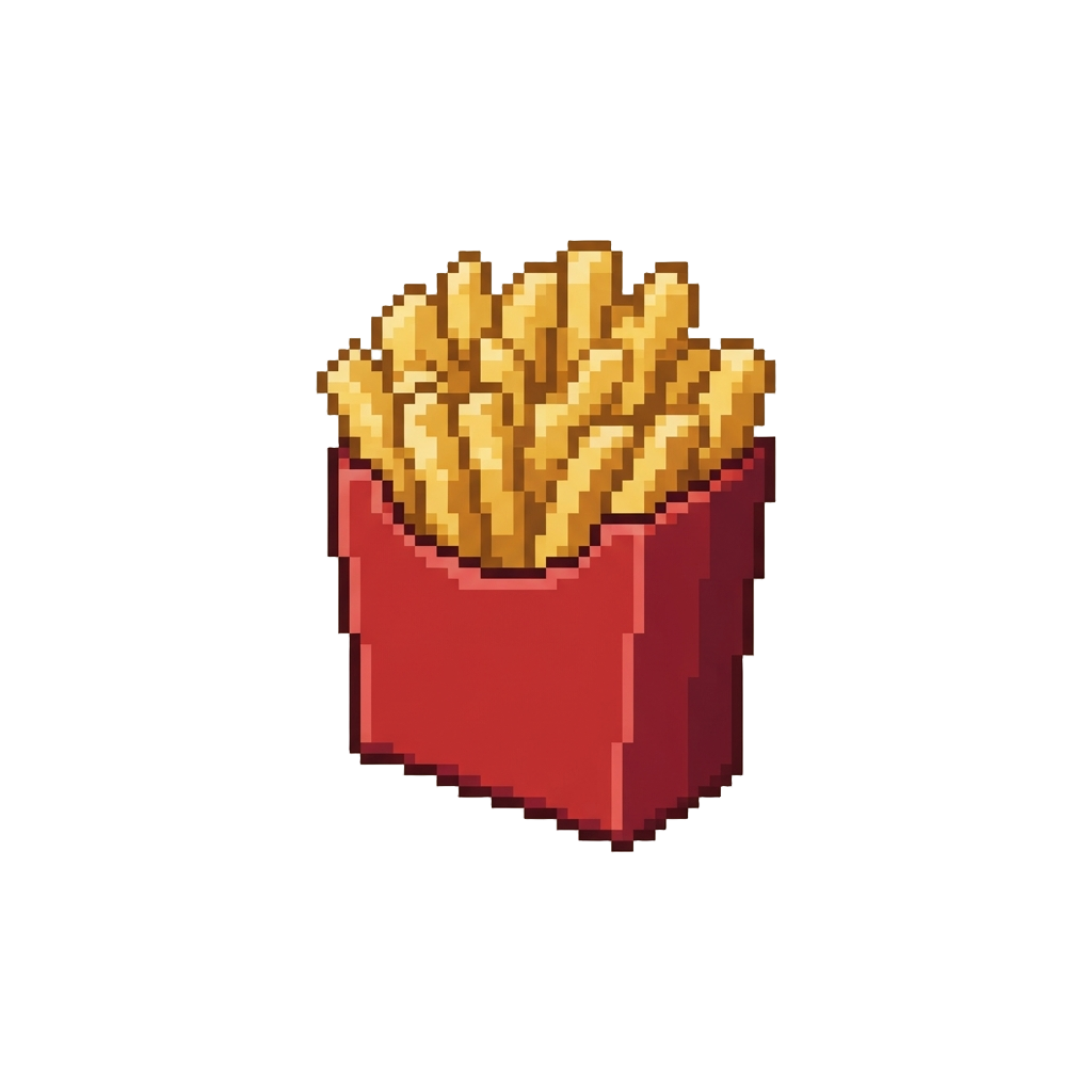 A Red Box of Crispy Golden French Fries Topping Over