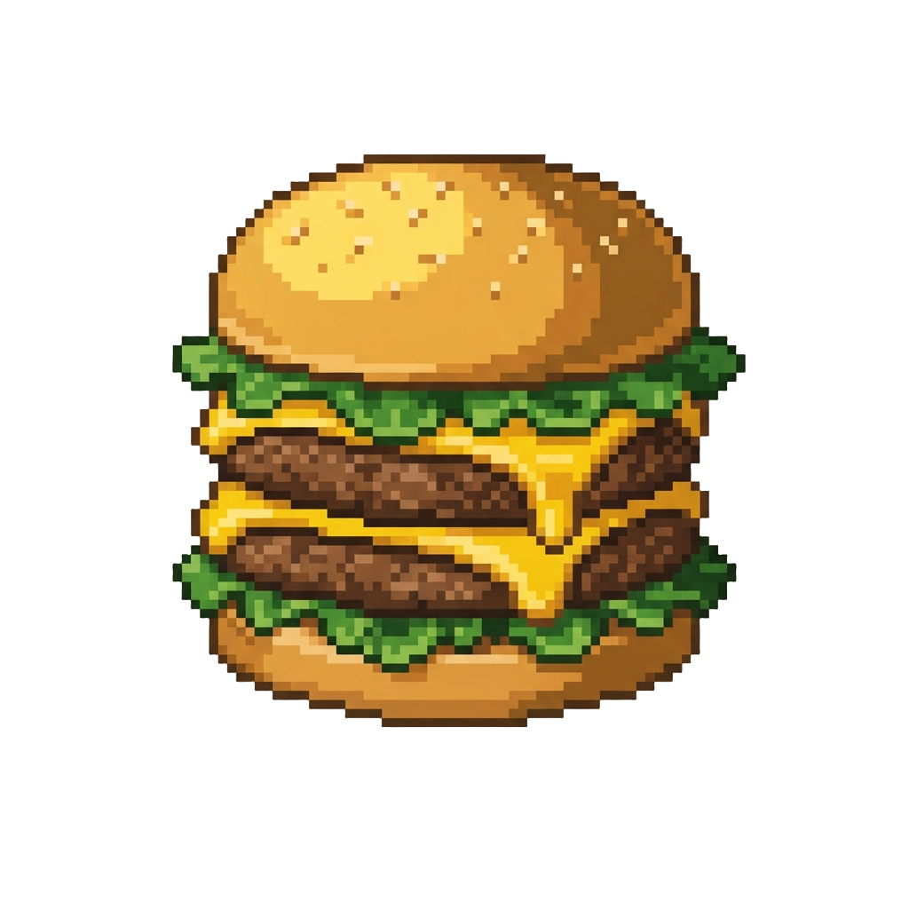 A Giant Double Cheeseburger with Melting Cheddar and Lettuce