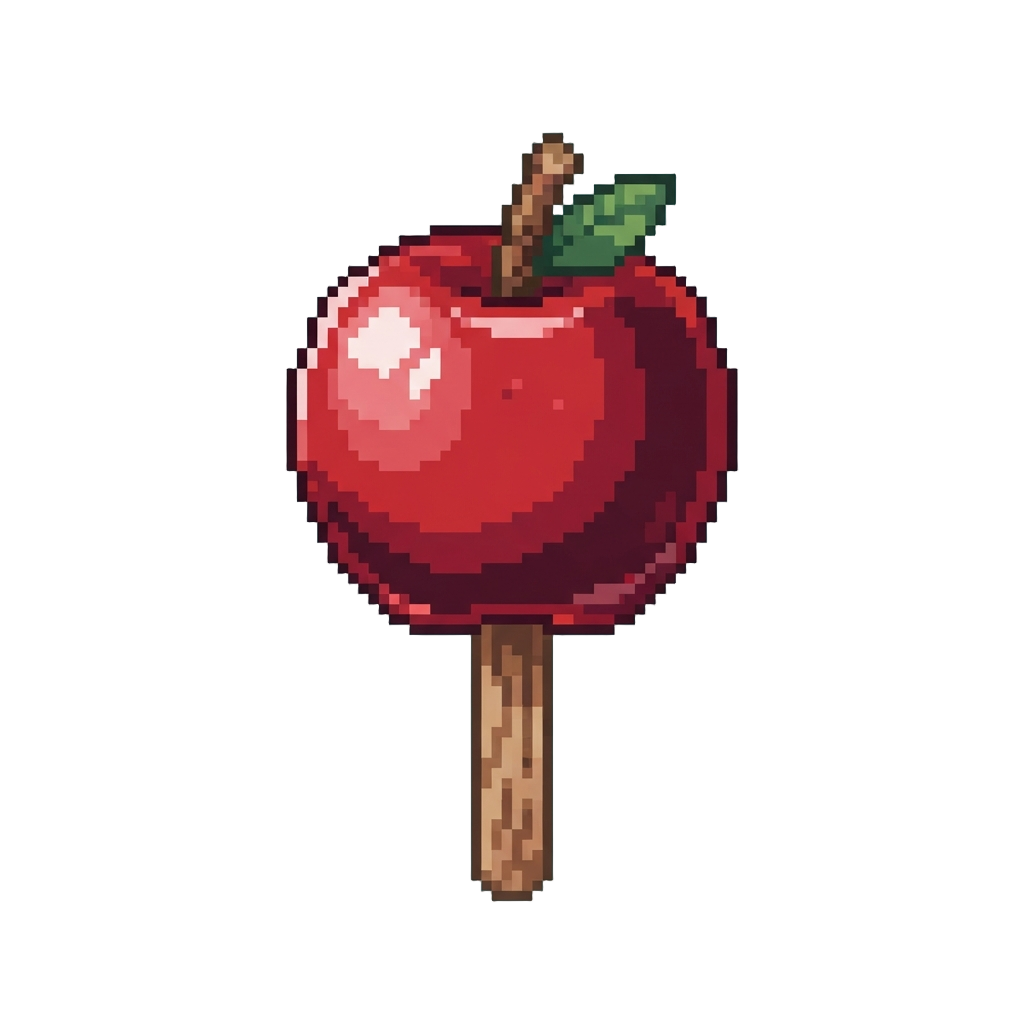 A Shiny Caramelized Sugar Candy Apple on a Stick