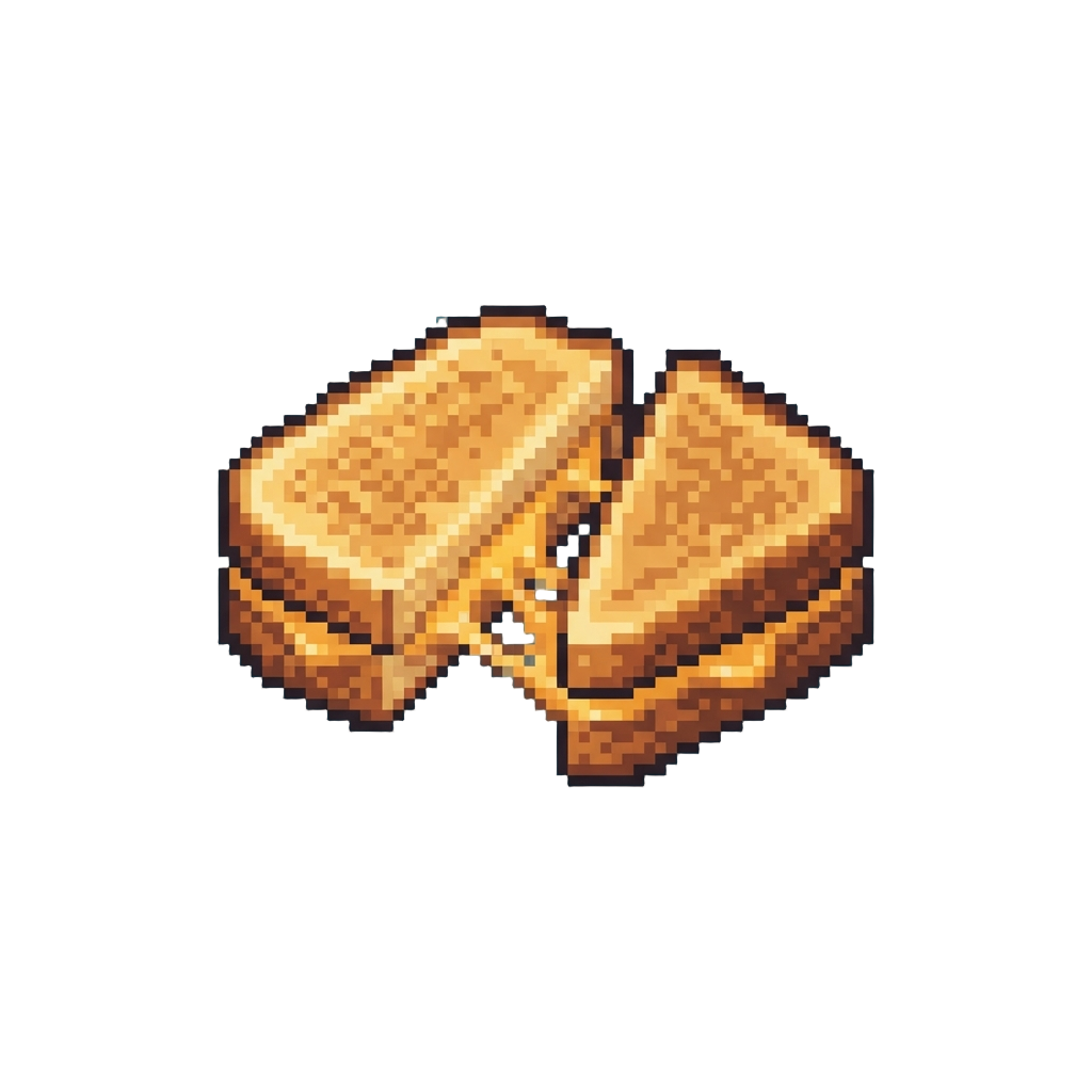 A Toasted Golden Grilled Cheese Sandwich Cut in Half