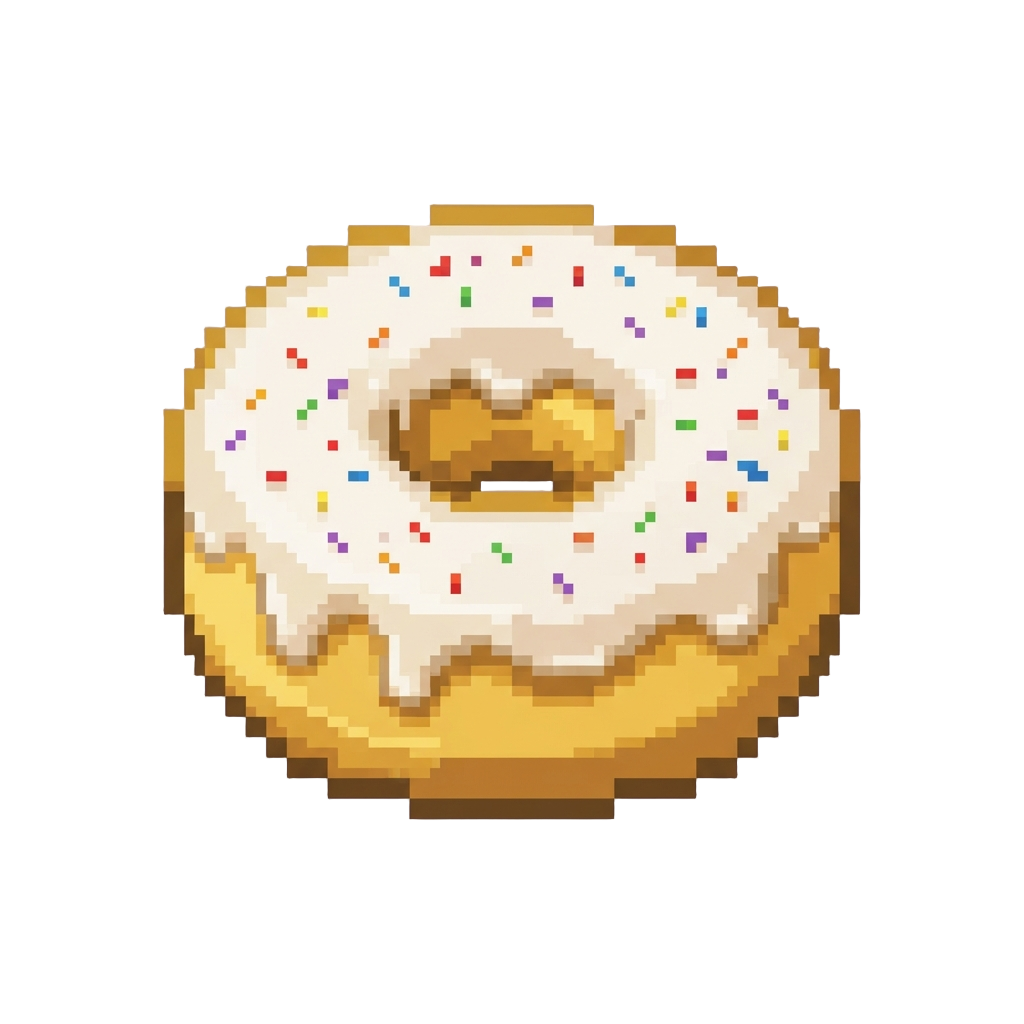A Towering Golden-glazed Frosted Donut with Rainbow Sprinkles