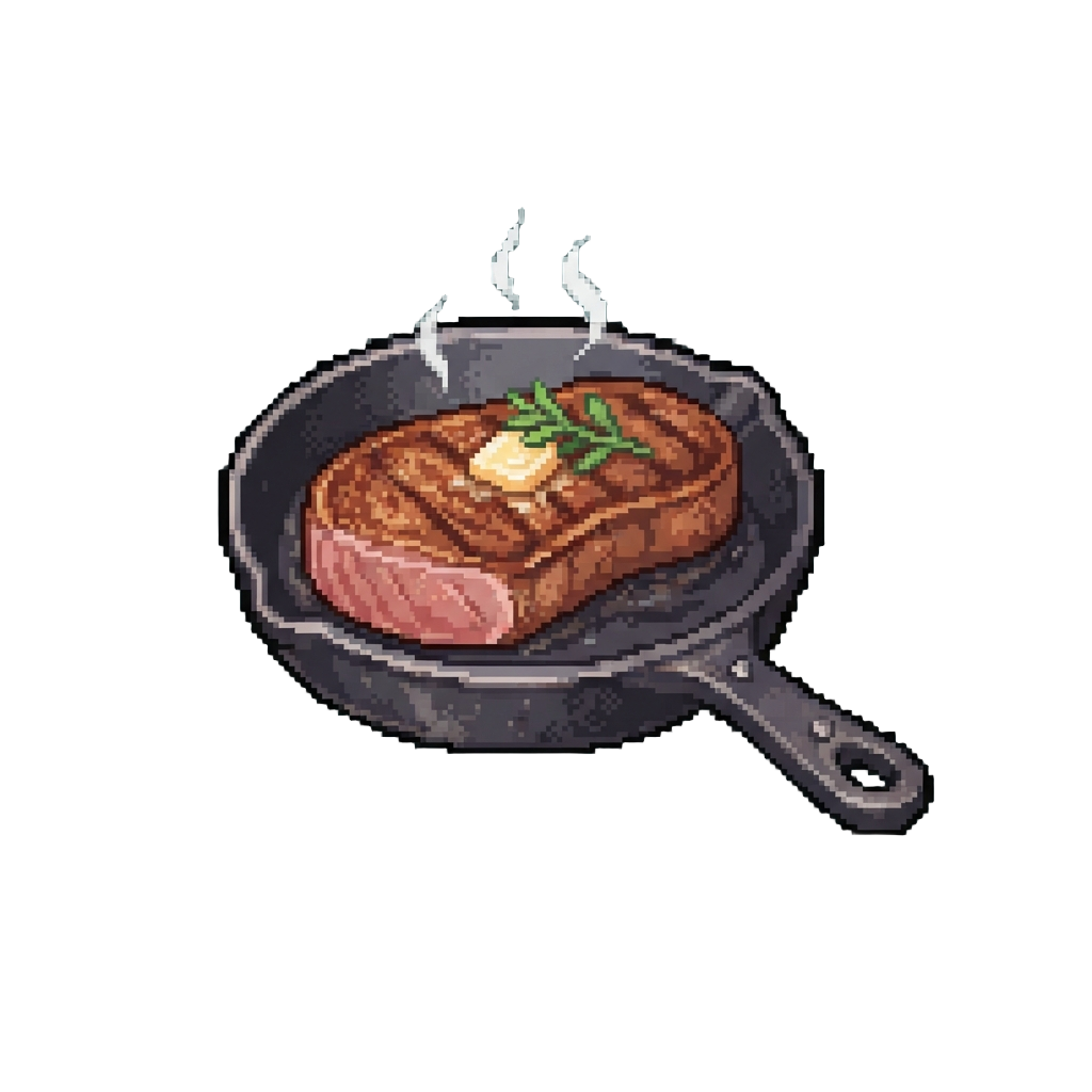 A Sizzling Hot Fancy Steak Served on a Miniature Cast Iron Skillet