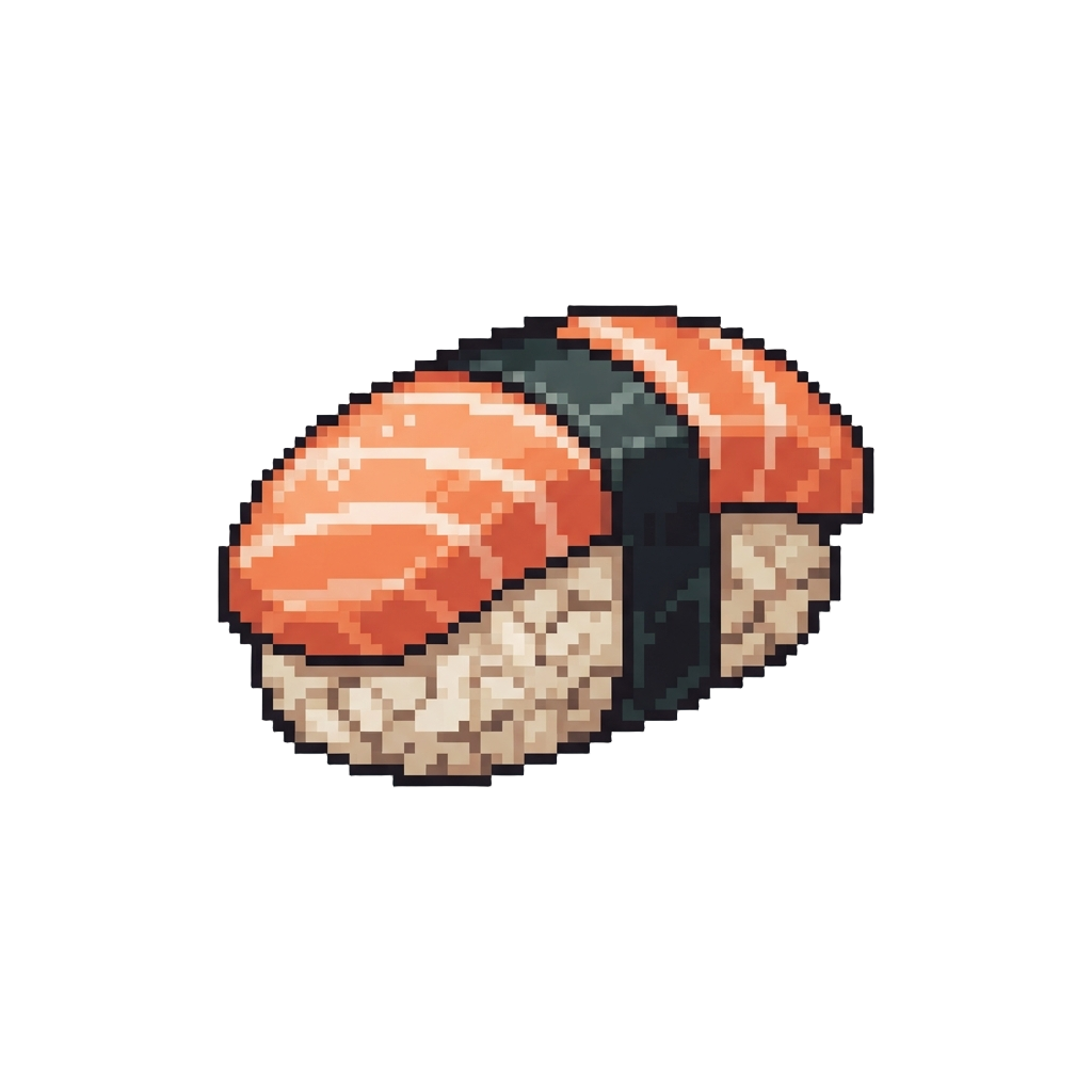 A Sleek Shiny Nigiri Sushi Roll with a Fresh Salmon Topping