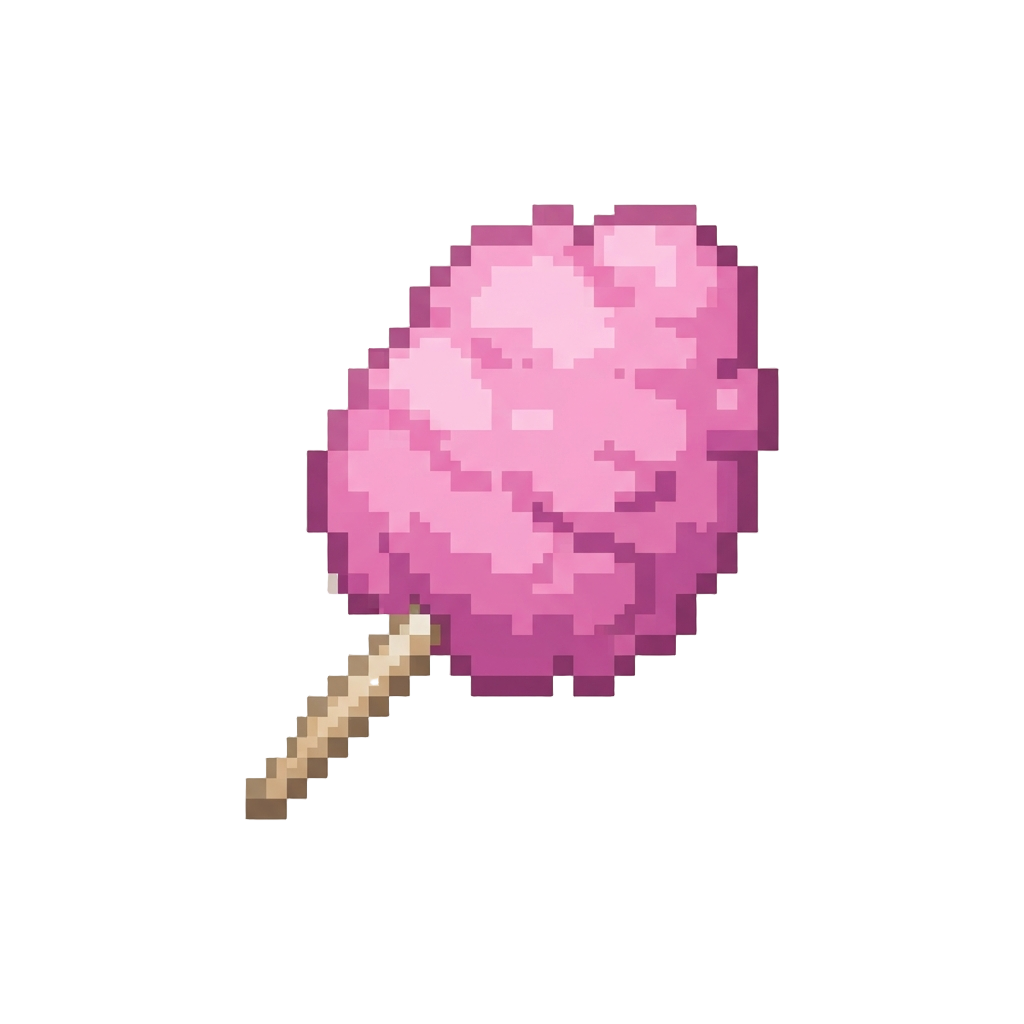 A Fluffy Pink Cotton Candy Bundle on a Paper Stick