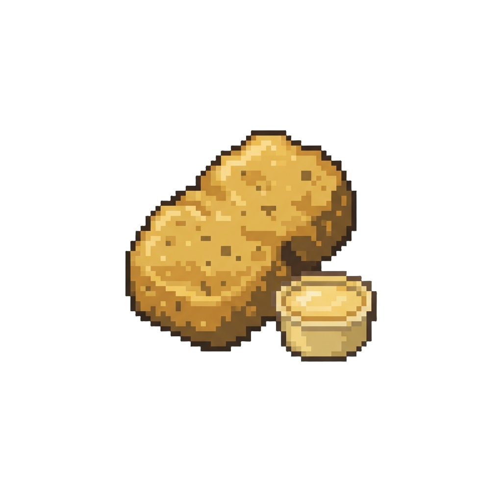 A Golden Crunchy Chicken Nugget with a Tiny Dip Cup
