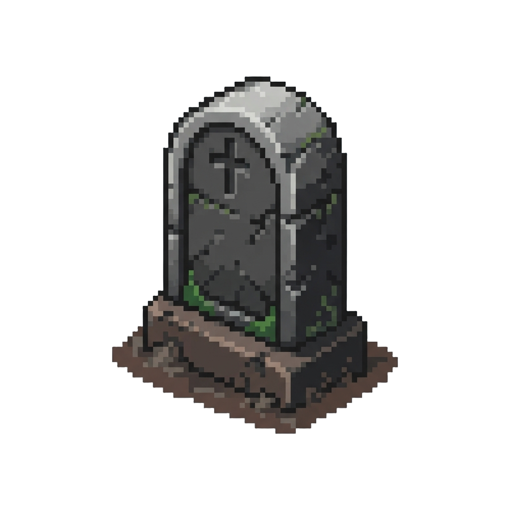 A Dark Pixelated Gravestone Icon