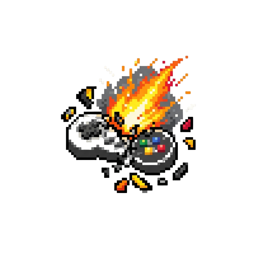 A Pixelated Exploding Controller Icon