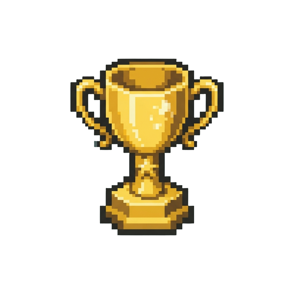 A Glowing Golden Pixel Trophy