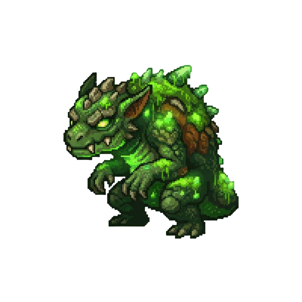 A Glowing Green Swamp Monster