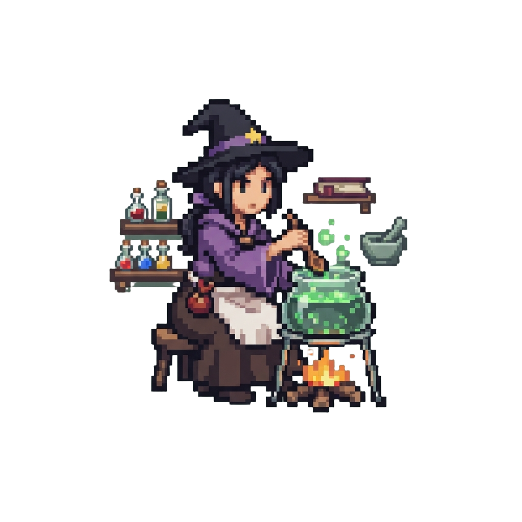A Potion-brewing Alchemist Witch
