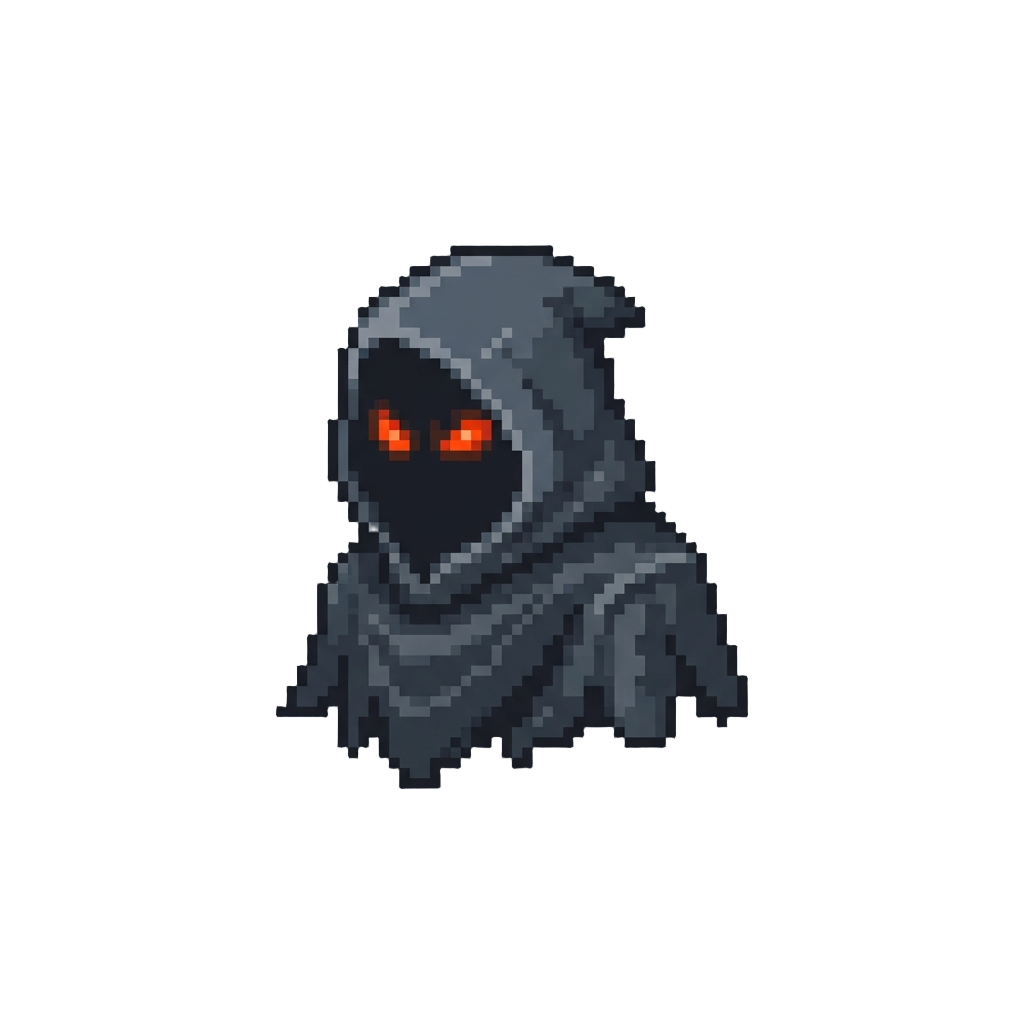 A Hooded Dark Wraith with Glowing Eyes