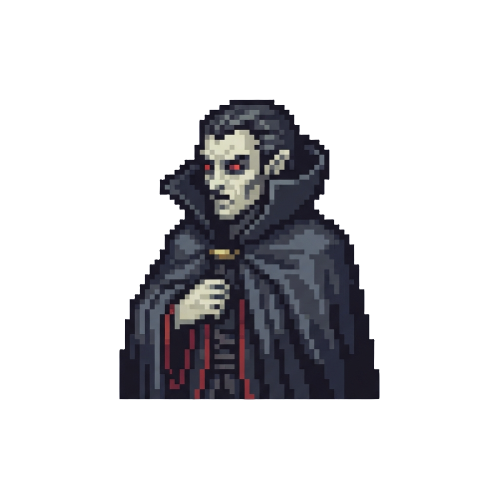 A Shadowy Pale Vampire in a Dark Cloak