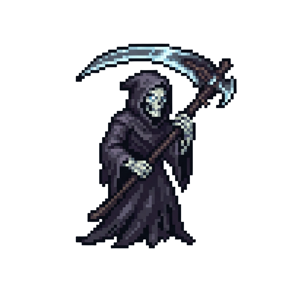 A Glowing Skeletal Grim Reaper with a Massive Scythe