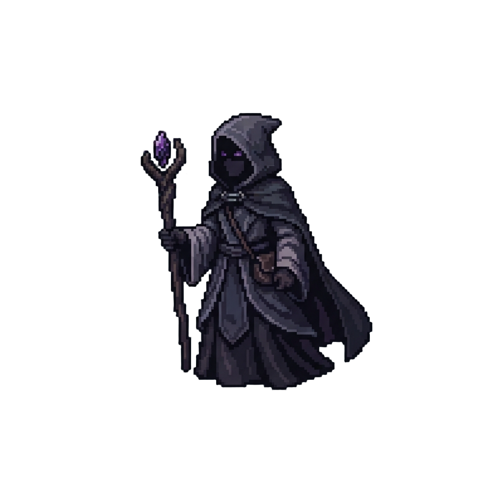 A Shadowy Dark-robed Shadow Witch