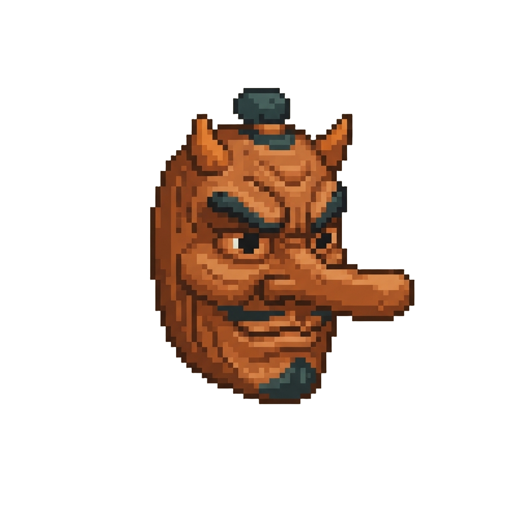 A Mischievous Wooden Tengu Mask