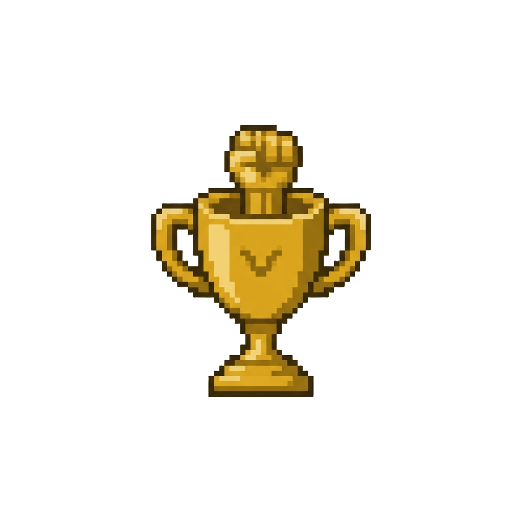 A Golden Trophy Lift and Celebratory Fist-pump