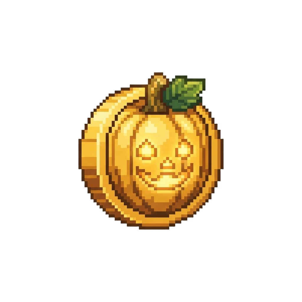 A Glowing Golden Pumpkin Coin