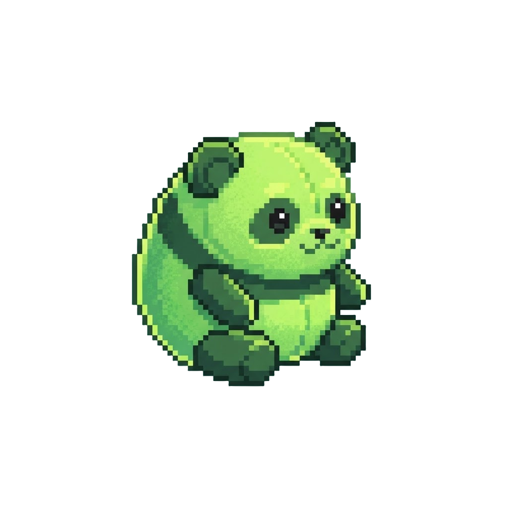 A Glowing Neon Matcha Panda Eraser Plush
