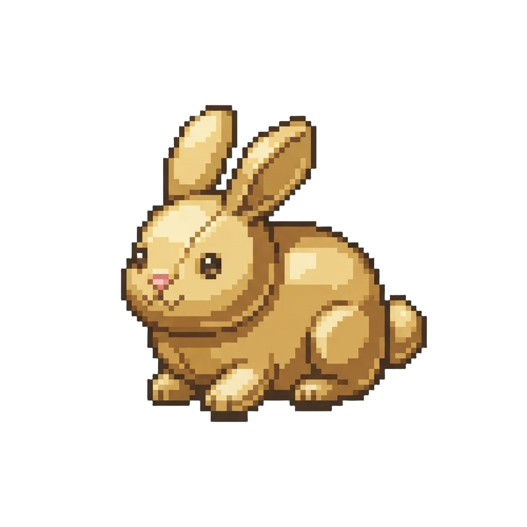 A Shiny Metallic Gold Bunny Eraser Plush