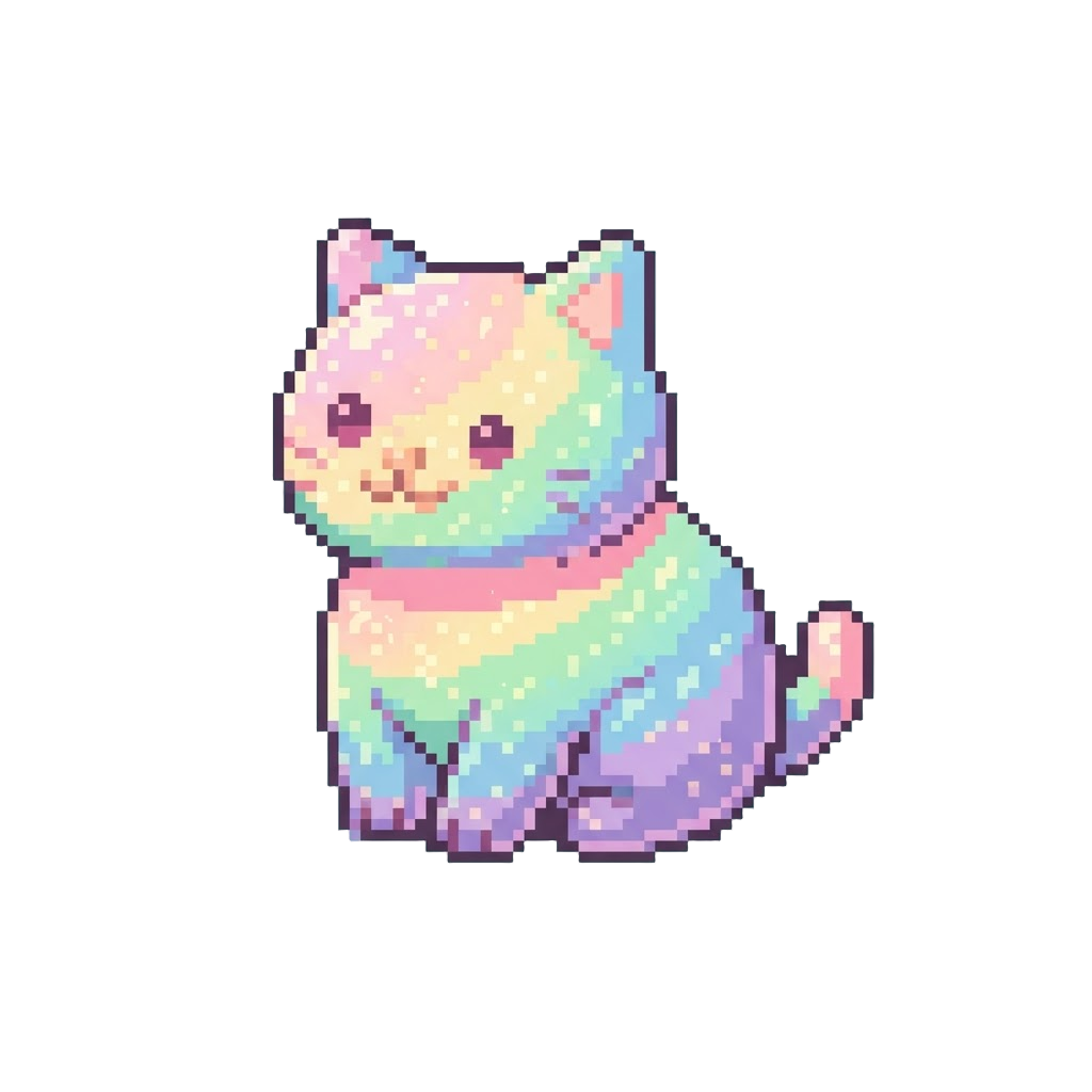 A Glittery Pastel Rainbow Cat Eraser Plush