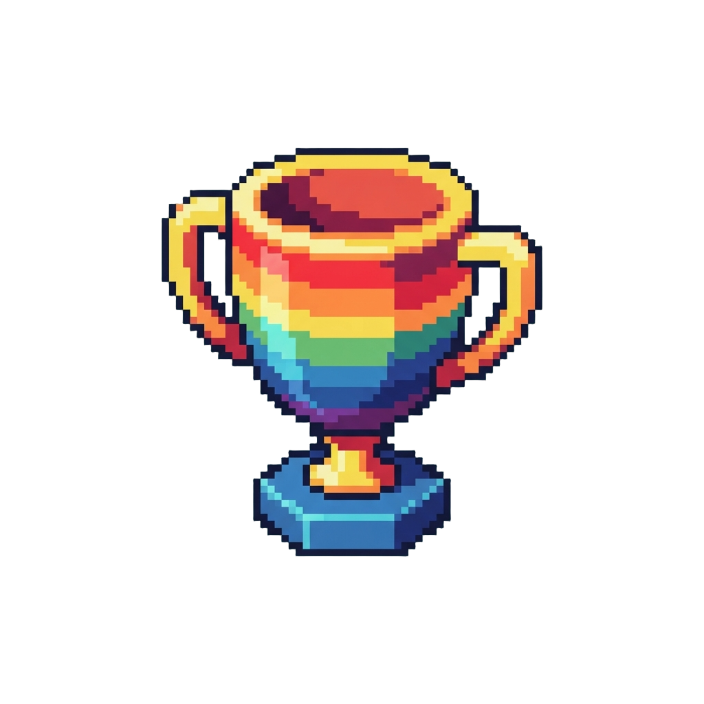 A Rainbow Plastic Cup Trophy