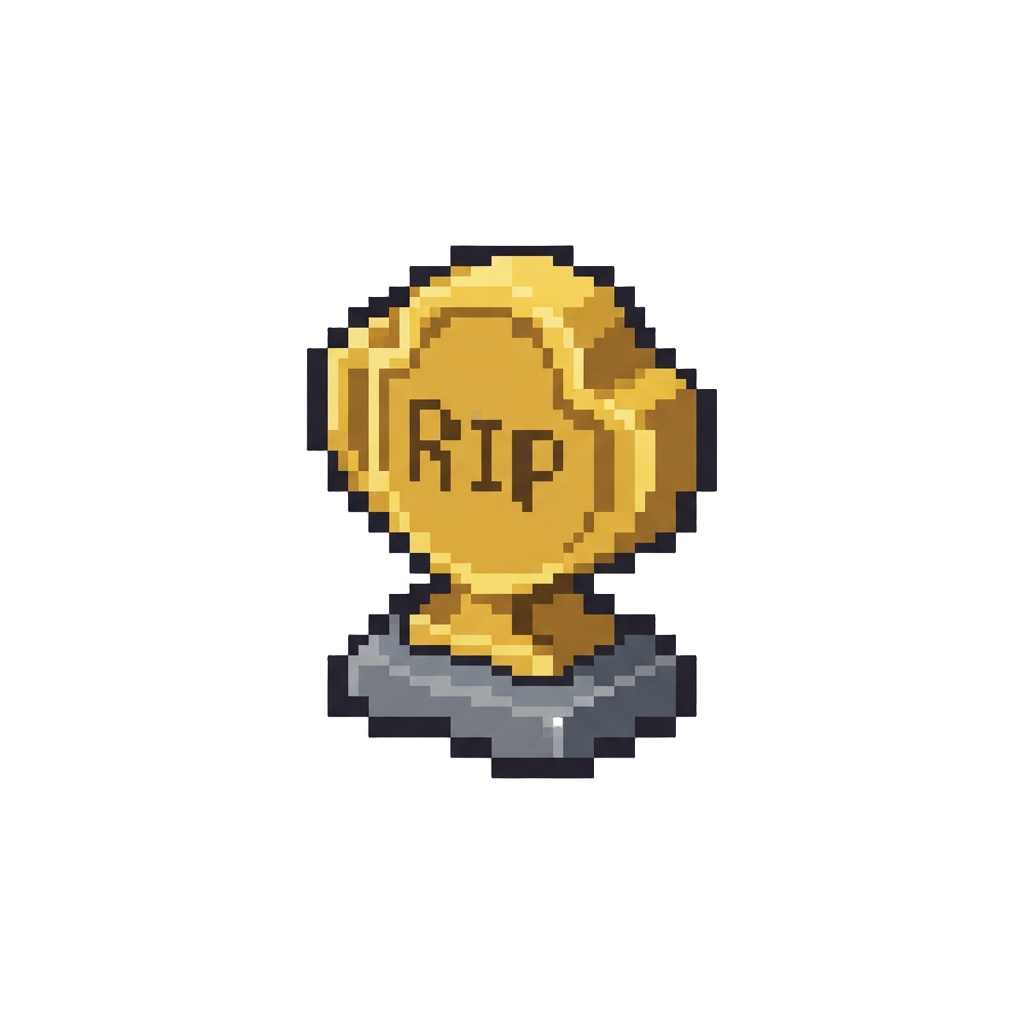 A Golden Trophy-shaped Gravestone Reading 'rip'