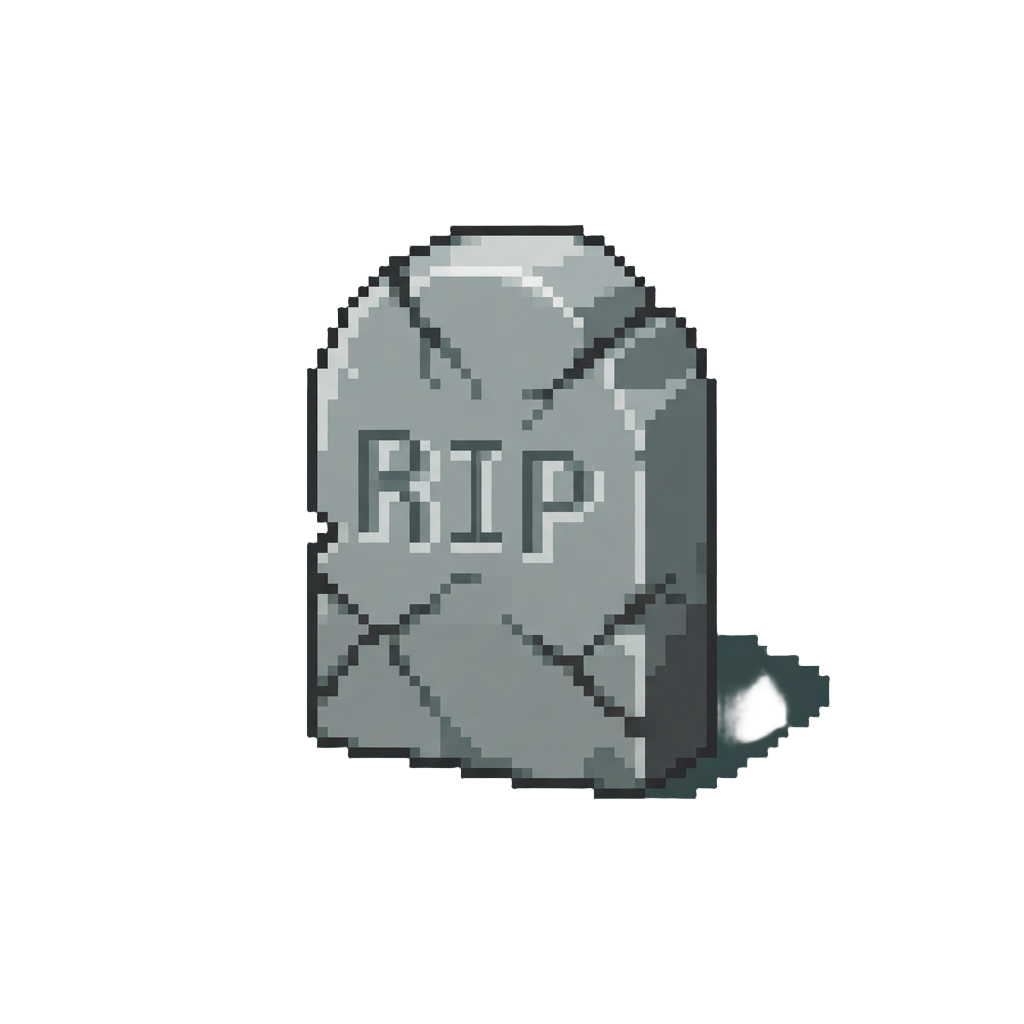 A Cracked Grey Slate Tombstone Reading 'rip'