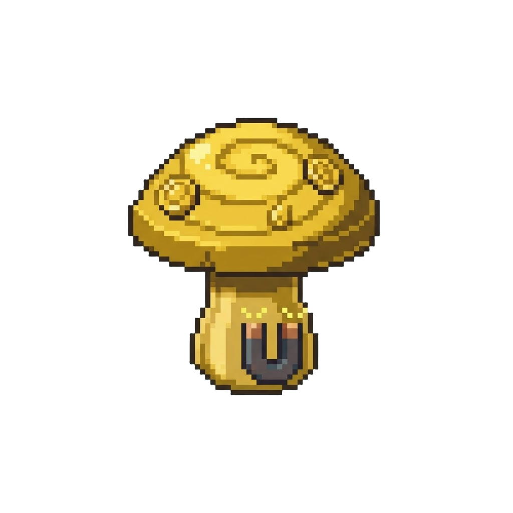 A Golden Coin-magnet Mushroom