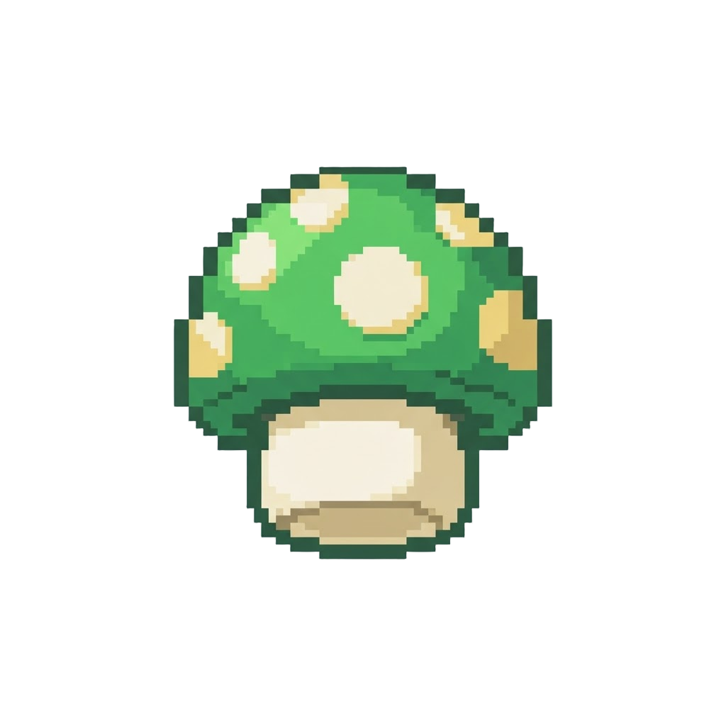 A Floating 1up Green Mushroom