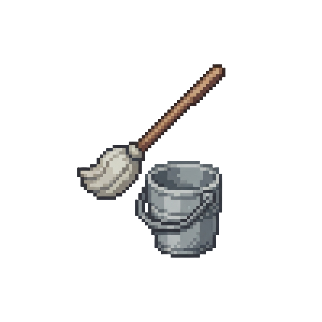 A Floating Mop and Bucket