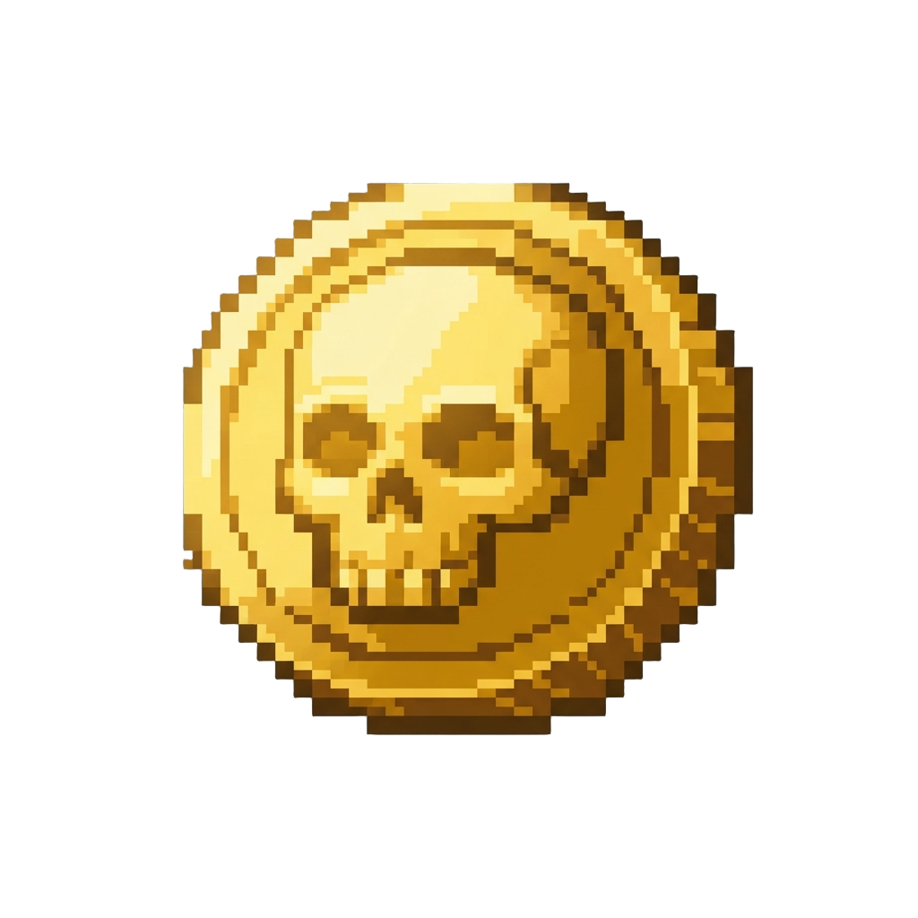 A Glowing Solid-gold Skull Coin
