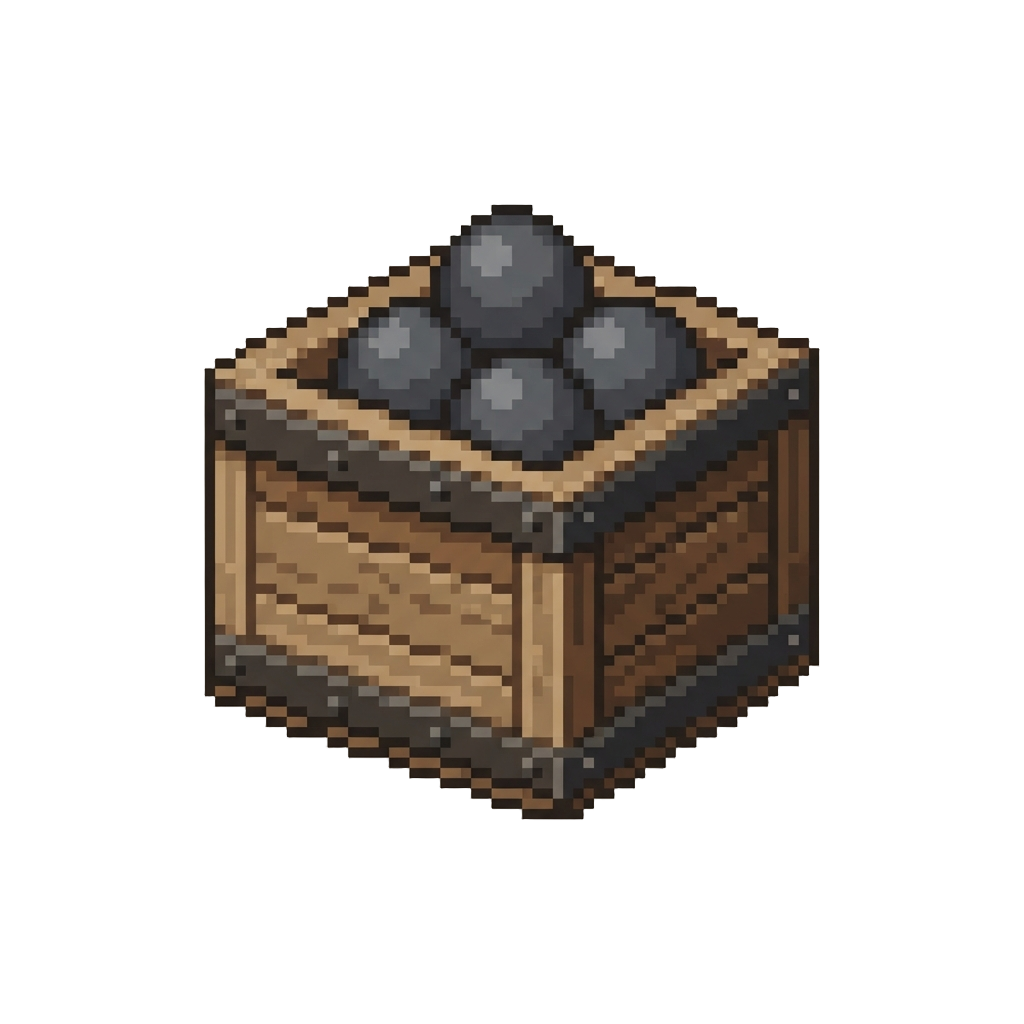A Wooden Crate of Cannonballs