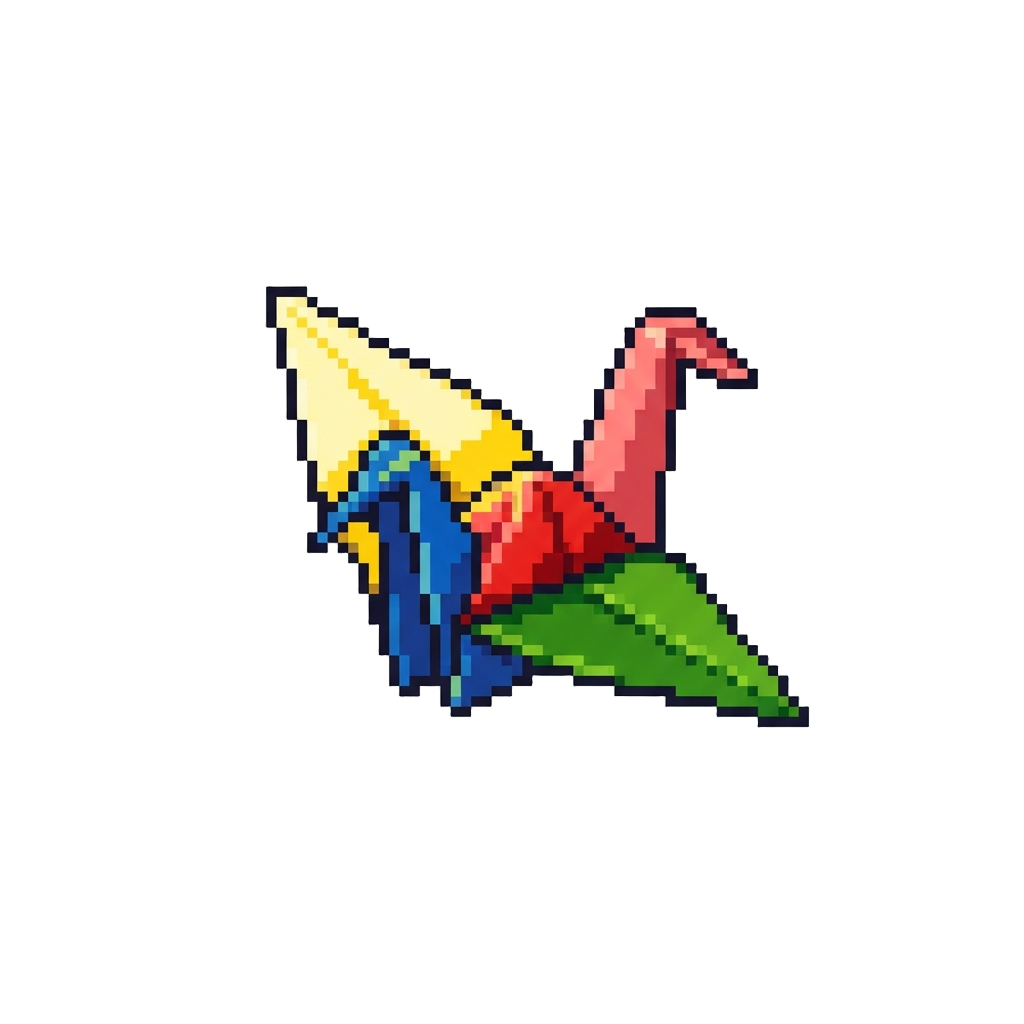 A Colorful Folded Origami Crane