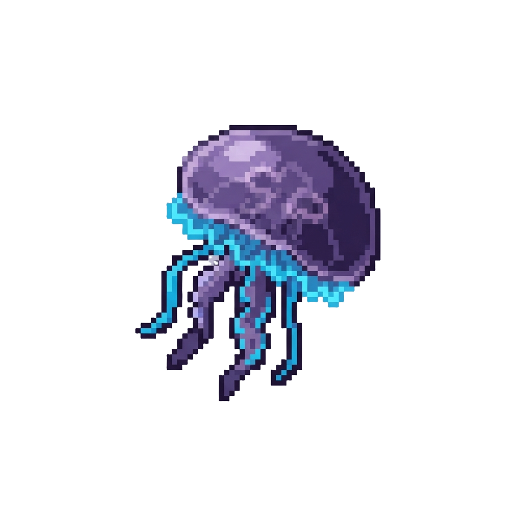 A Floating Bloom of Shadow-violet Translucent Jellyfish with Electric Blue Fringe