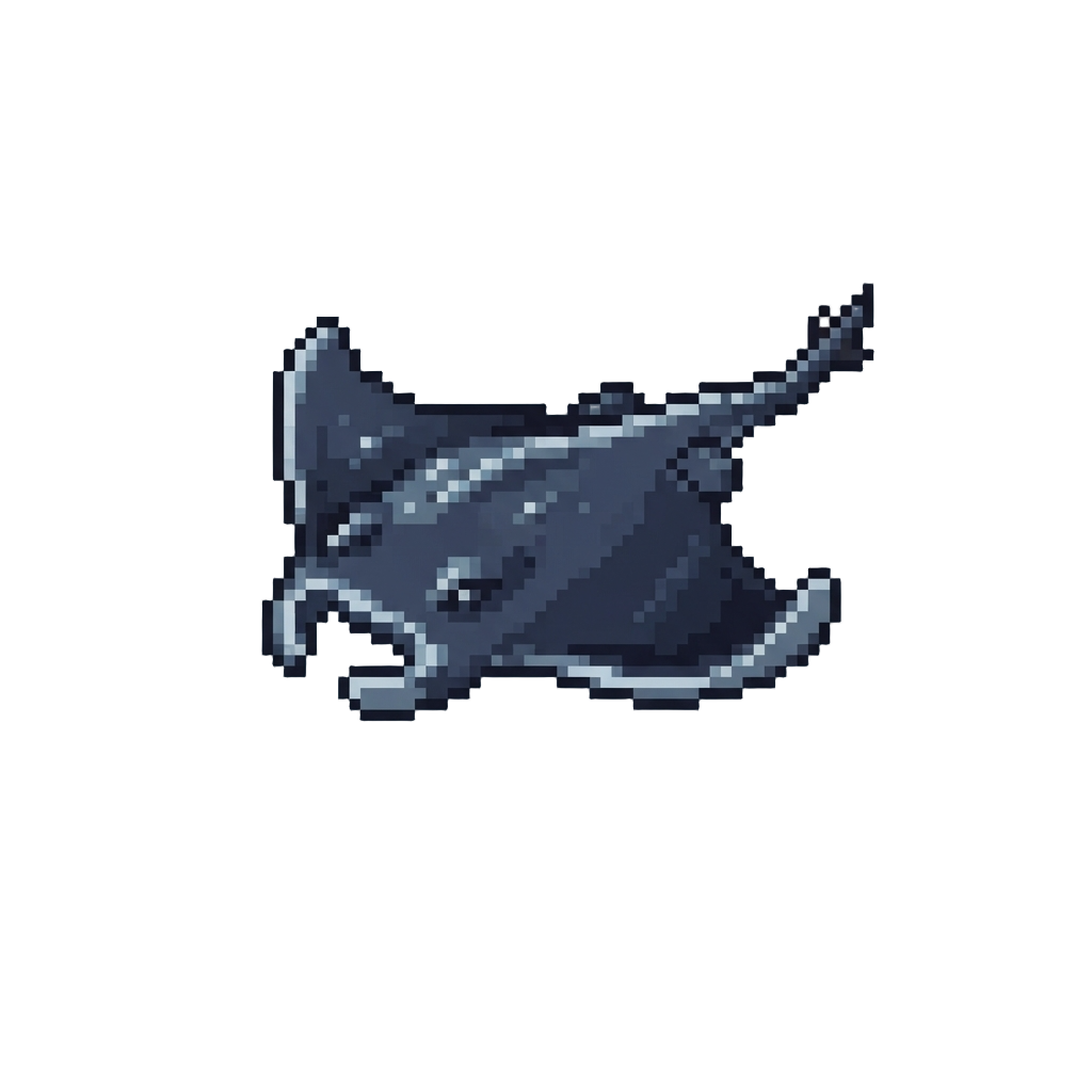 A Dark Midnight-blue Stingray Gleaming with Cool Silver Moonlight