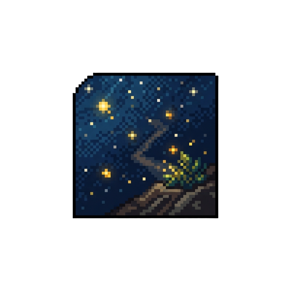 A Starry Night Sky Lit by Floating Golden Light Specks