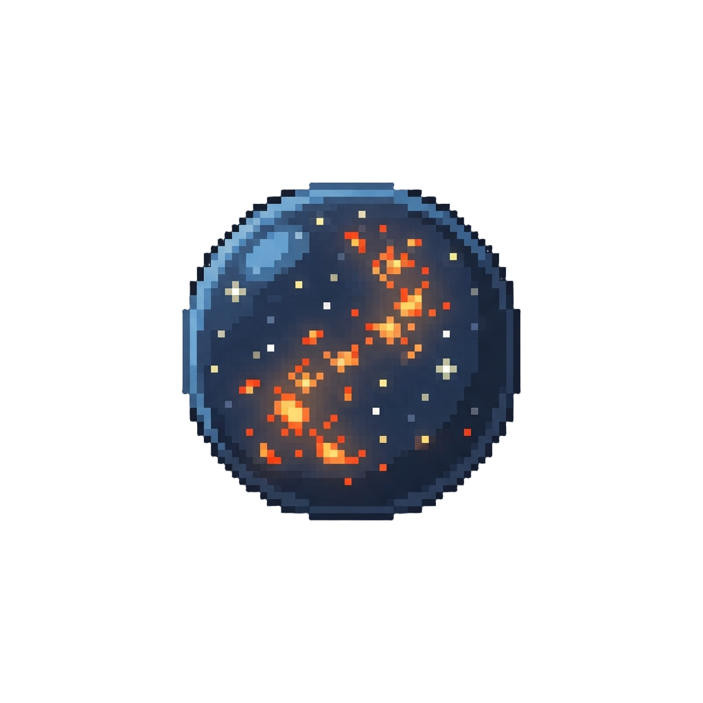 A Starry Night Sky with Floating Orange Phoenix Embers