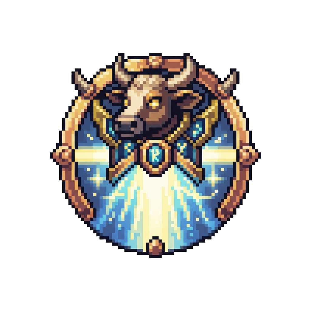 A Giant Glowing Cow Beam Emblem