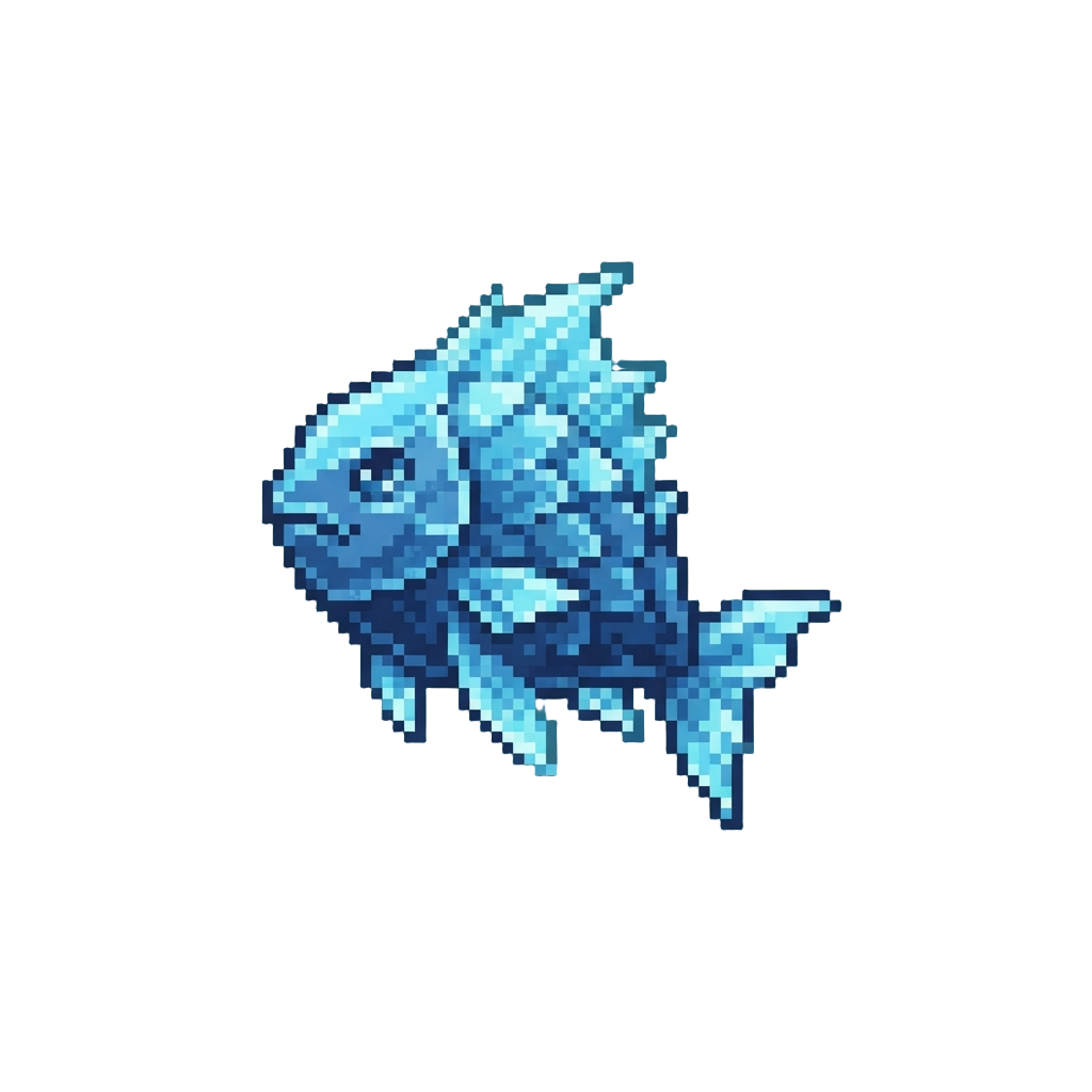 A Sparkling Blue Ice Fish