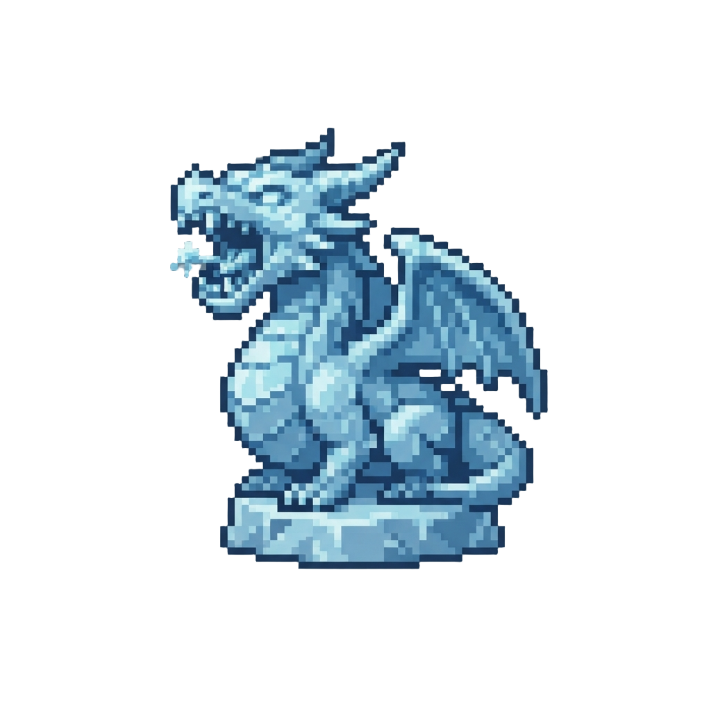 A Roaring Ice Dragon Statue